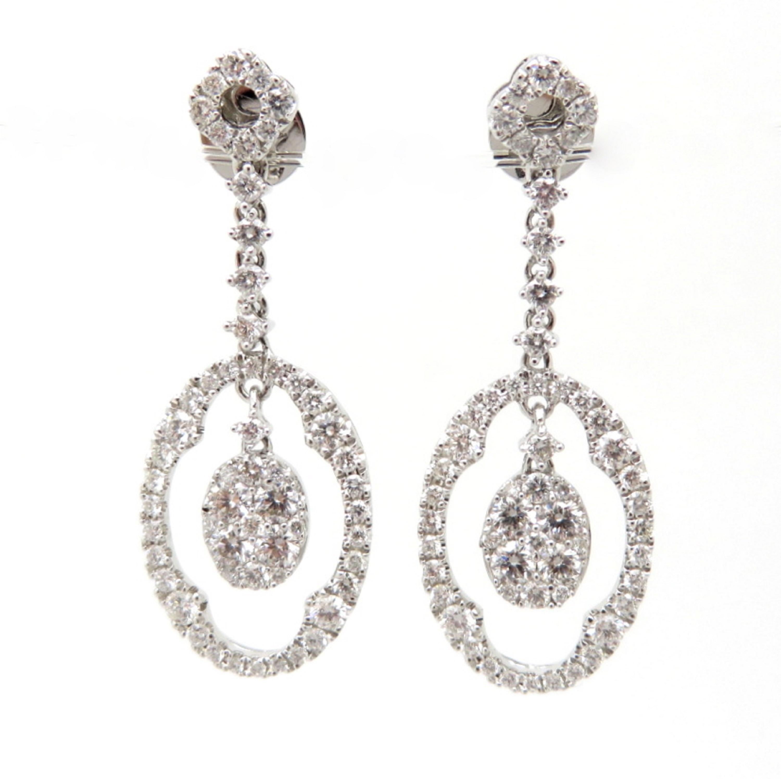 10 Carat Diamond Dangle Drop Earrings 18 Karat White Gold at 1stDibs
