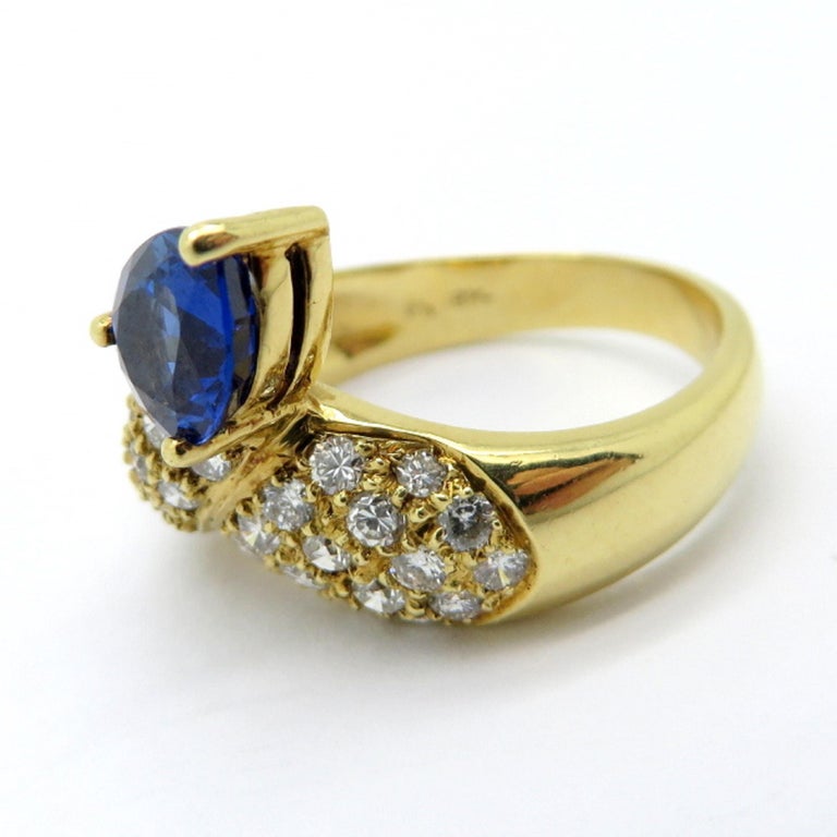 Immobilien Vintage 18 Karat Gelbgold Pave Diamant Und Saphir Mode