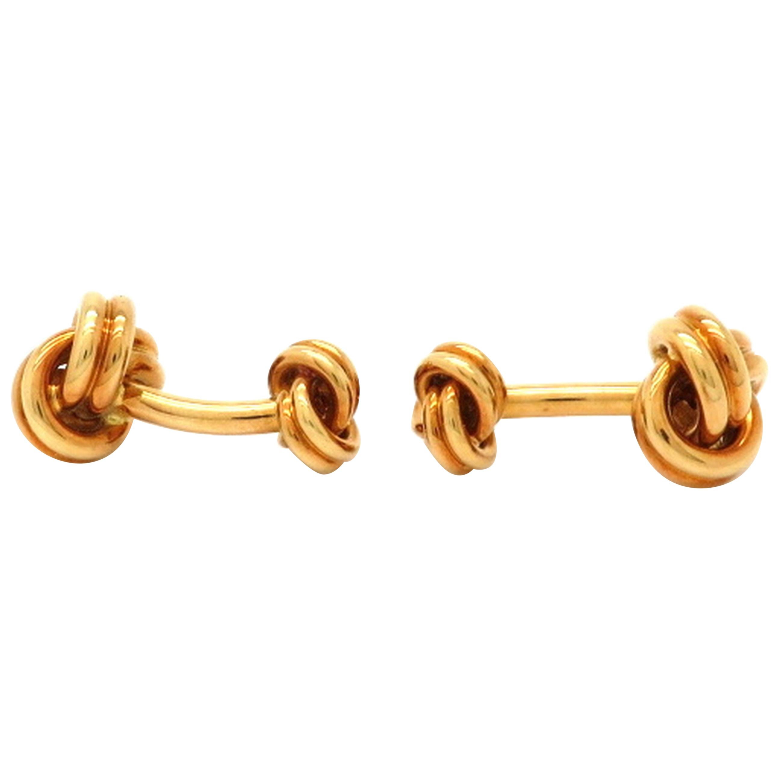 Estate Vintage 18 Karat Yellow Gold Tiffany & Co. Love Knot Cufflinks