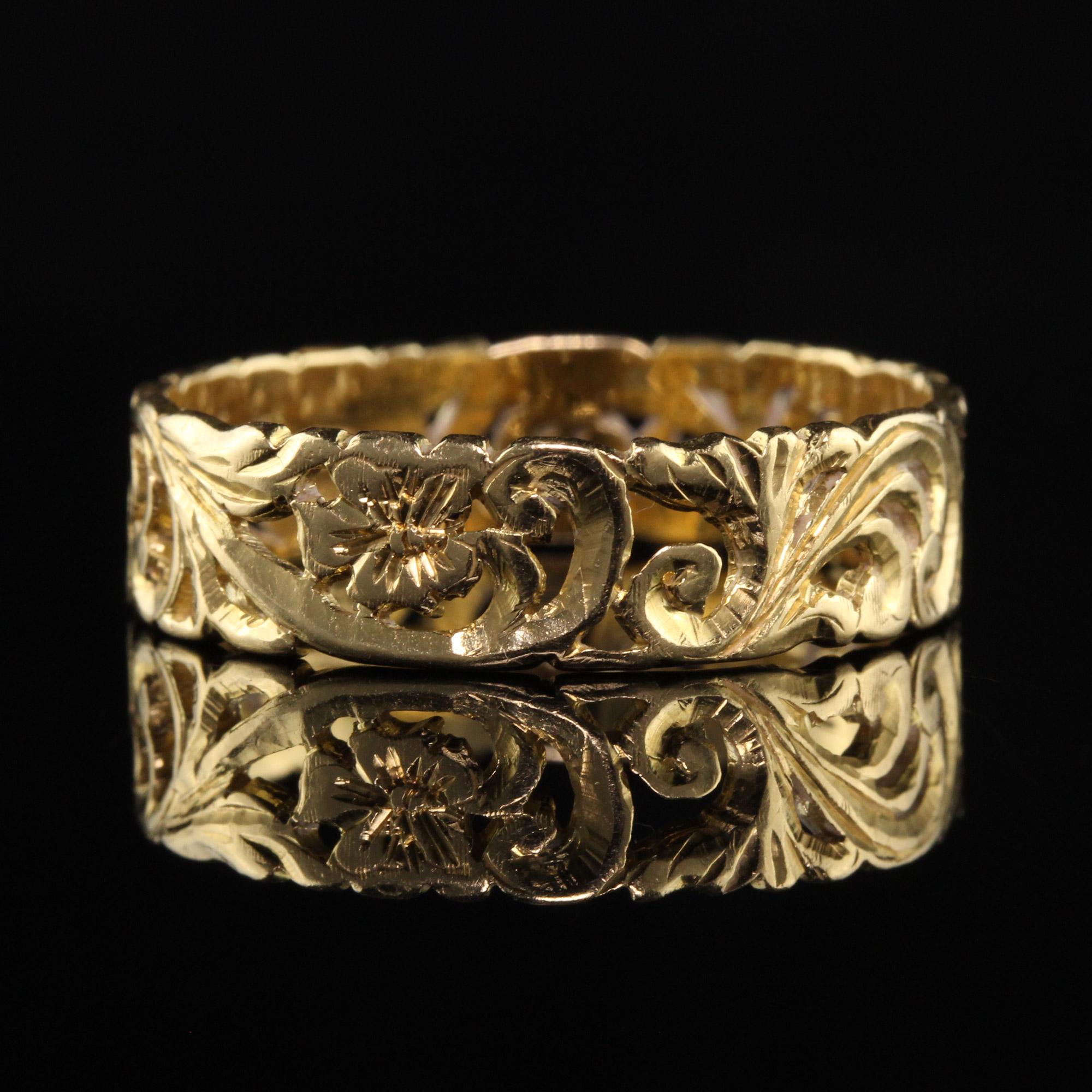 gold floral wedding band