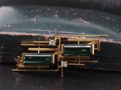 Estate Vintage 18K Yellow Tourmaline and Diamond Brooch - VHK#992