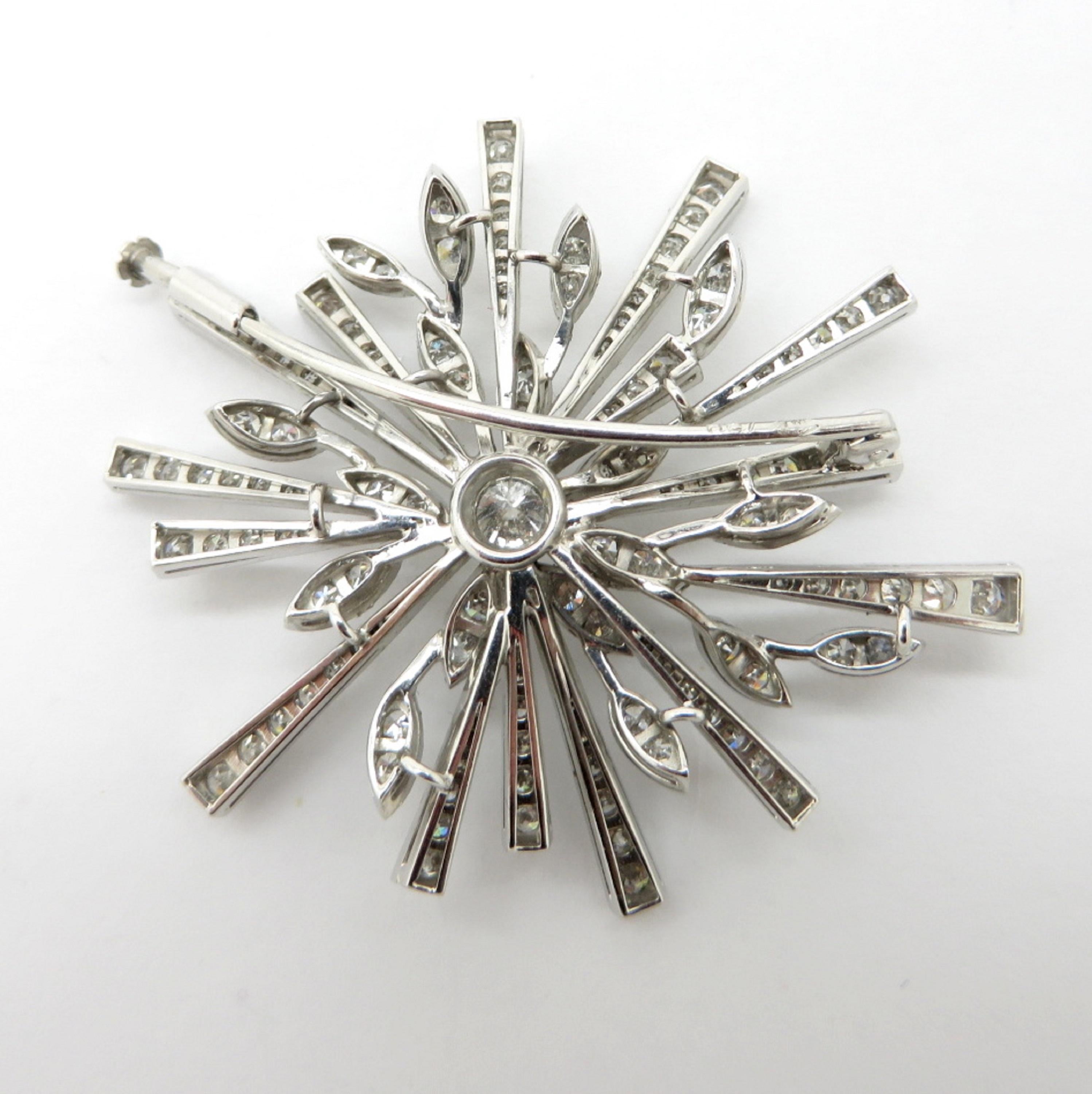 Estate Vintage Antique Platinum and 18 Karat Gold Snowflake Starburst Pin Brooch In Excellent Condition In Scottsdale, AZ