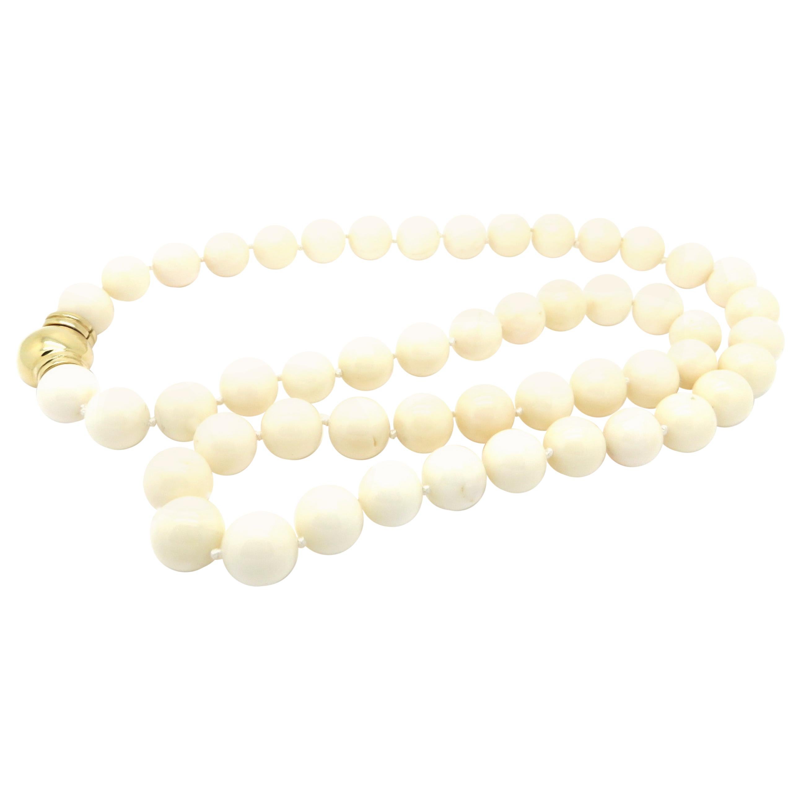 White Bead And Coral Necklace