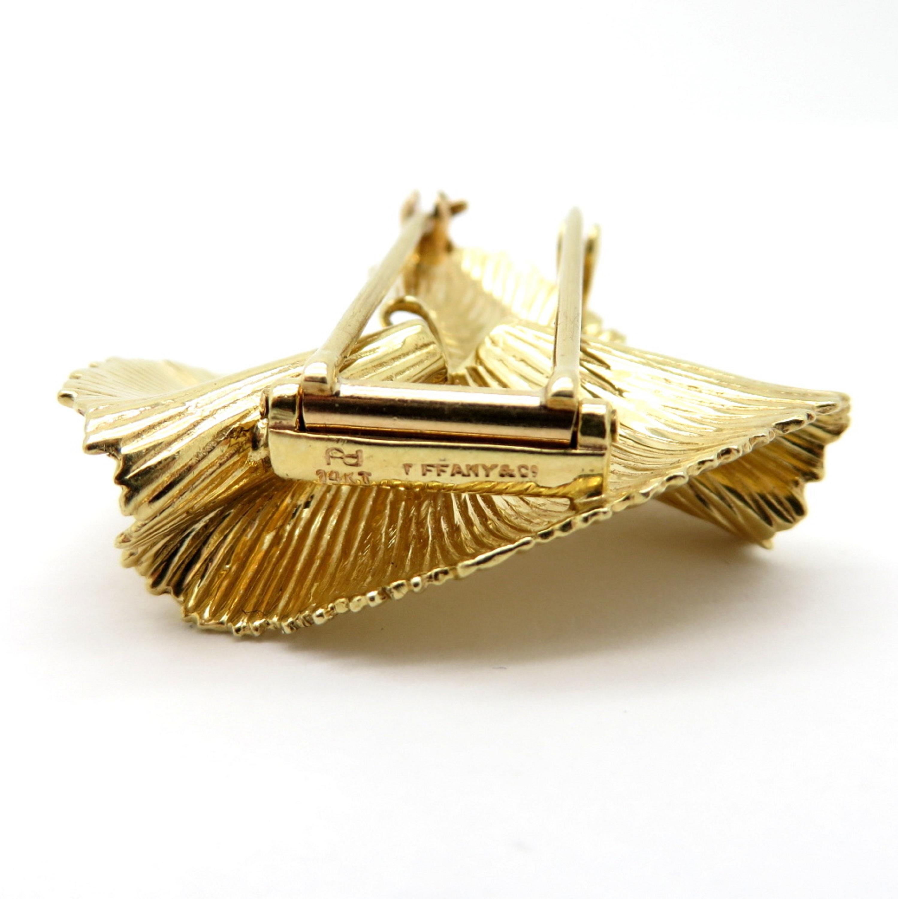 Nachlass Vintage Designer Tiffany & Co. 14 Karat Gold gefaltete Draht-Brosche Pin Damen im Angebot