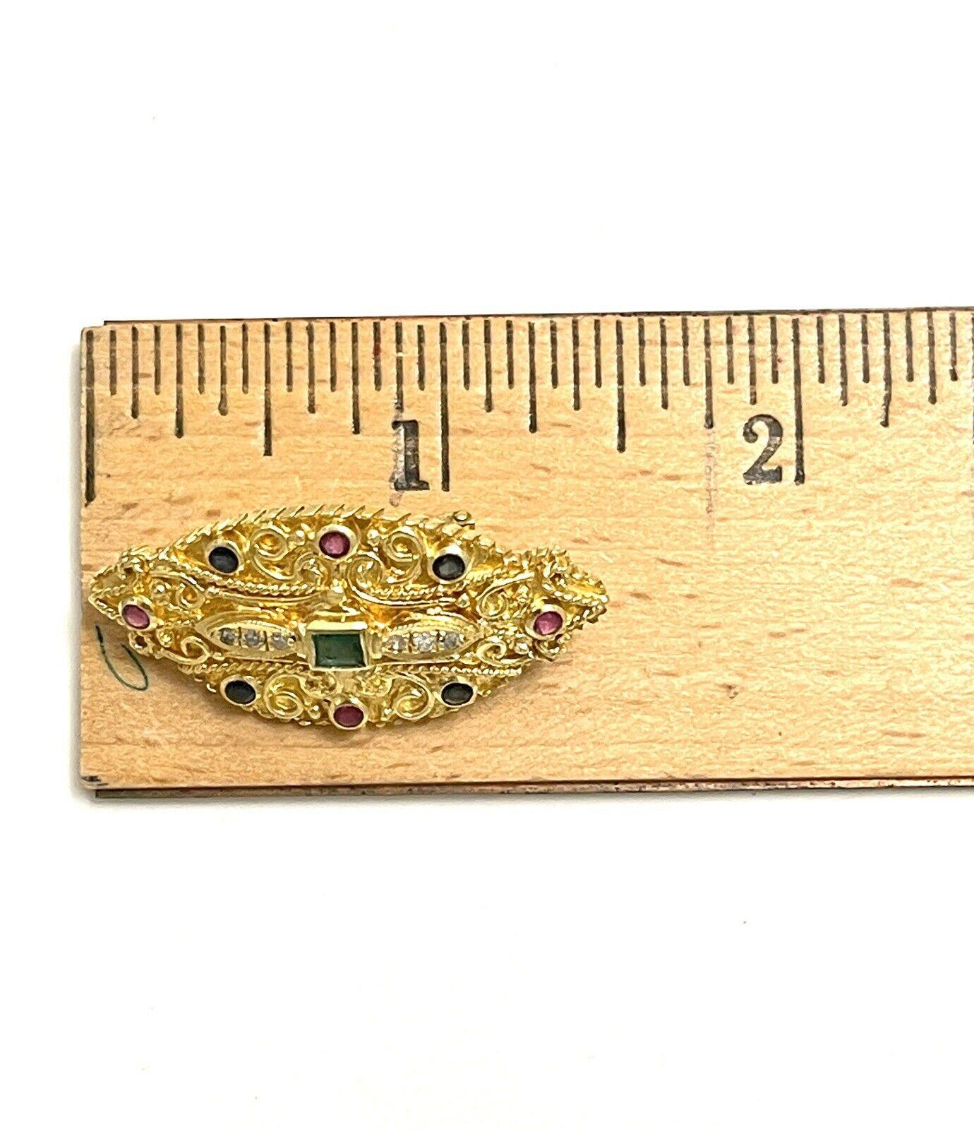 Estate Vintage Gemstones and Diamond Clip on Earrings in 18k Yellow Gold 1