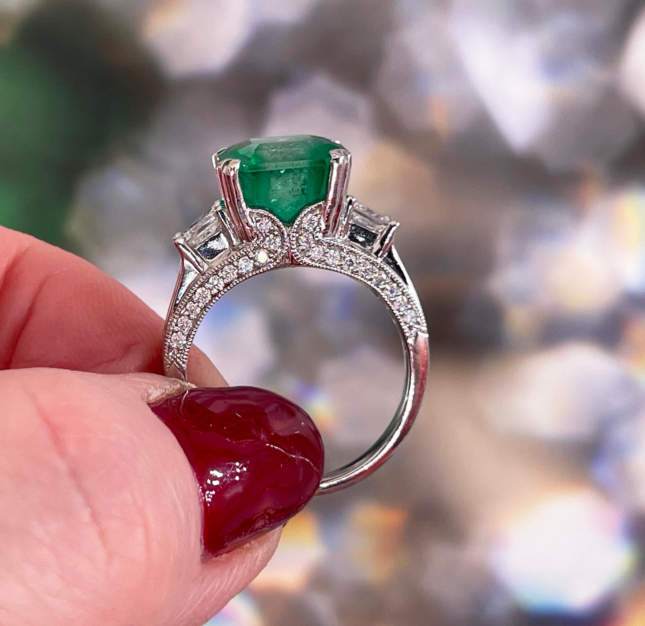  Nachlass Vintage GIA 7,00ct  Smaragd Diamant Verlobung Hochzeit 18KW Gold Ring im Angebot 7