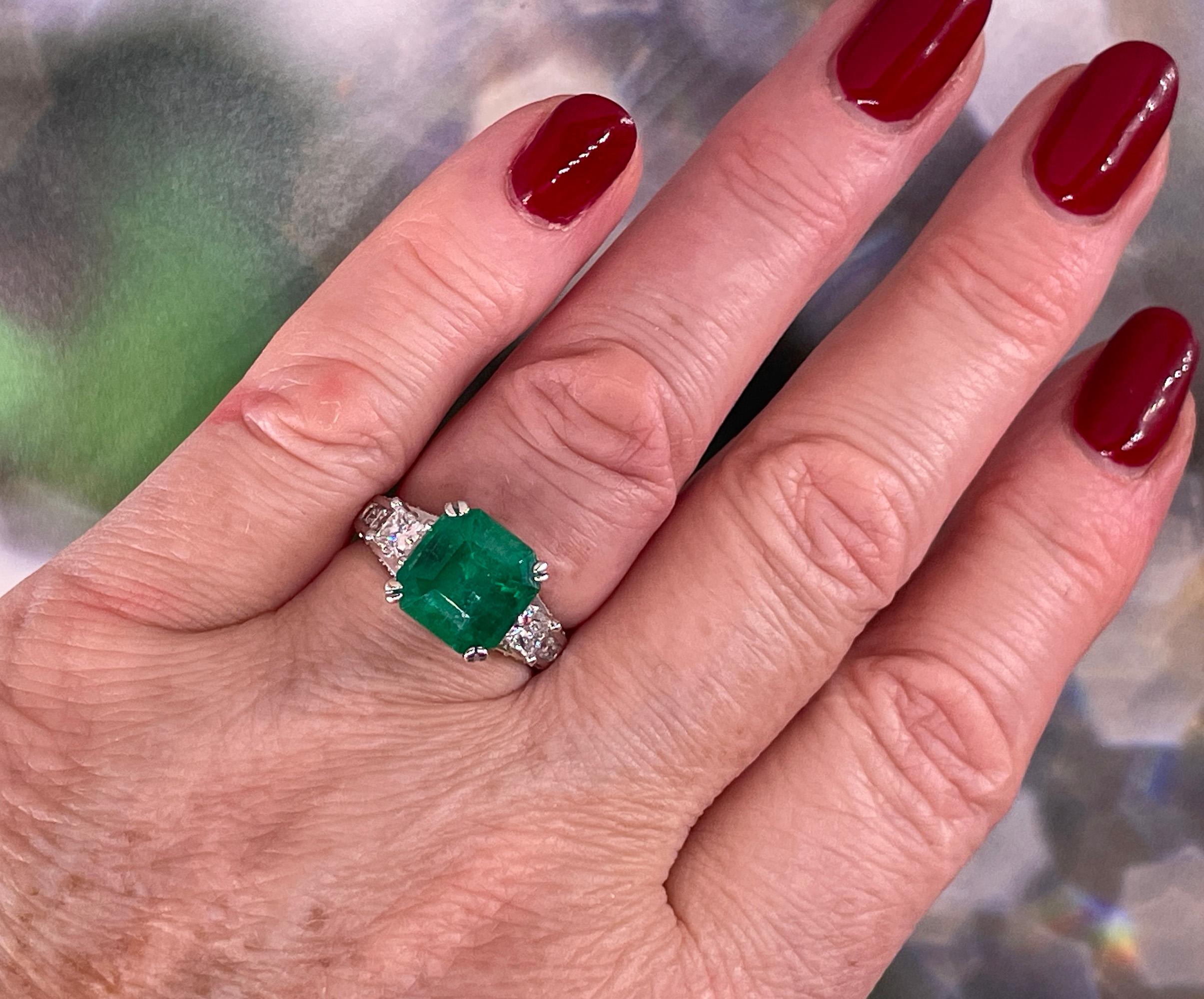  Estate Vintage GIA 7.00ct  Emerald Diamond Engagement Wedding 18KW Gold Ring For Sale 13