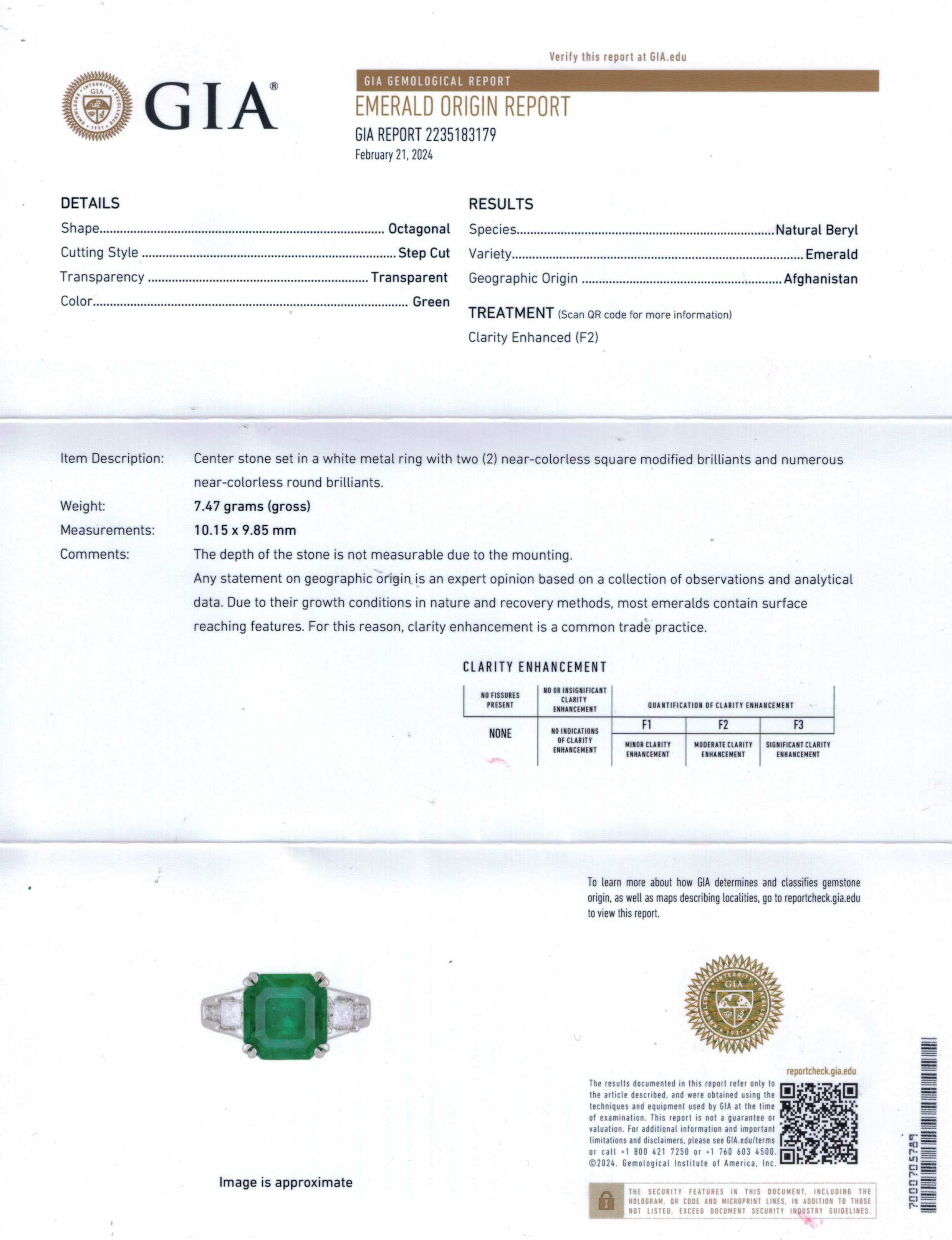  Nachlass Vintage GIA 7,00ct  Smaragd Diamant Verlobung Hochzeit 18KW Gold Ring im Angebot 14