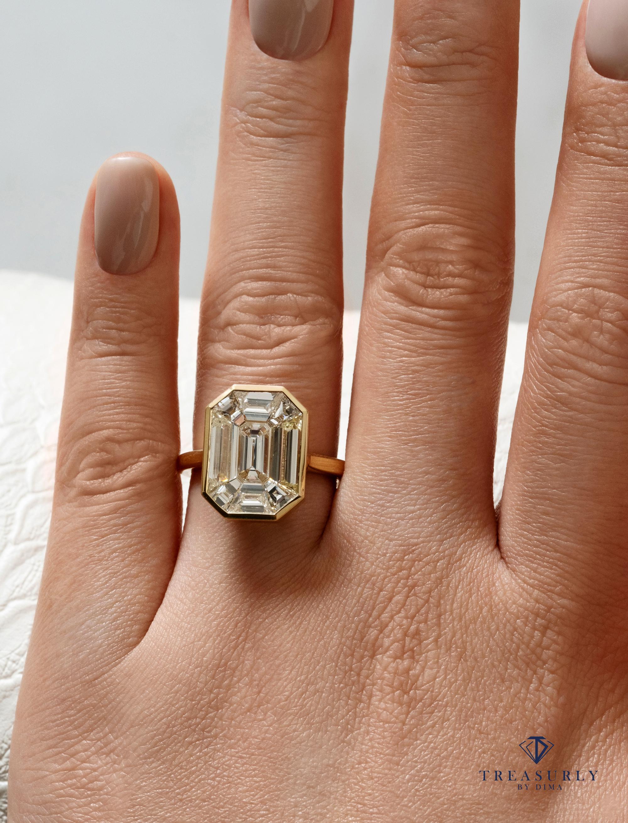 Estate Vintage GIA J-VS2 2.83ct EMERALD Pie-Cut Diamond Engagement Wedding Ring 6