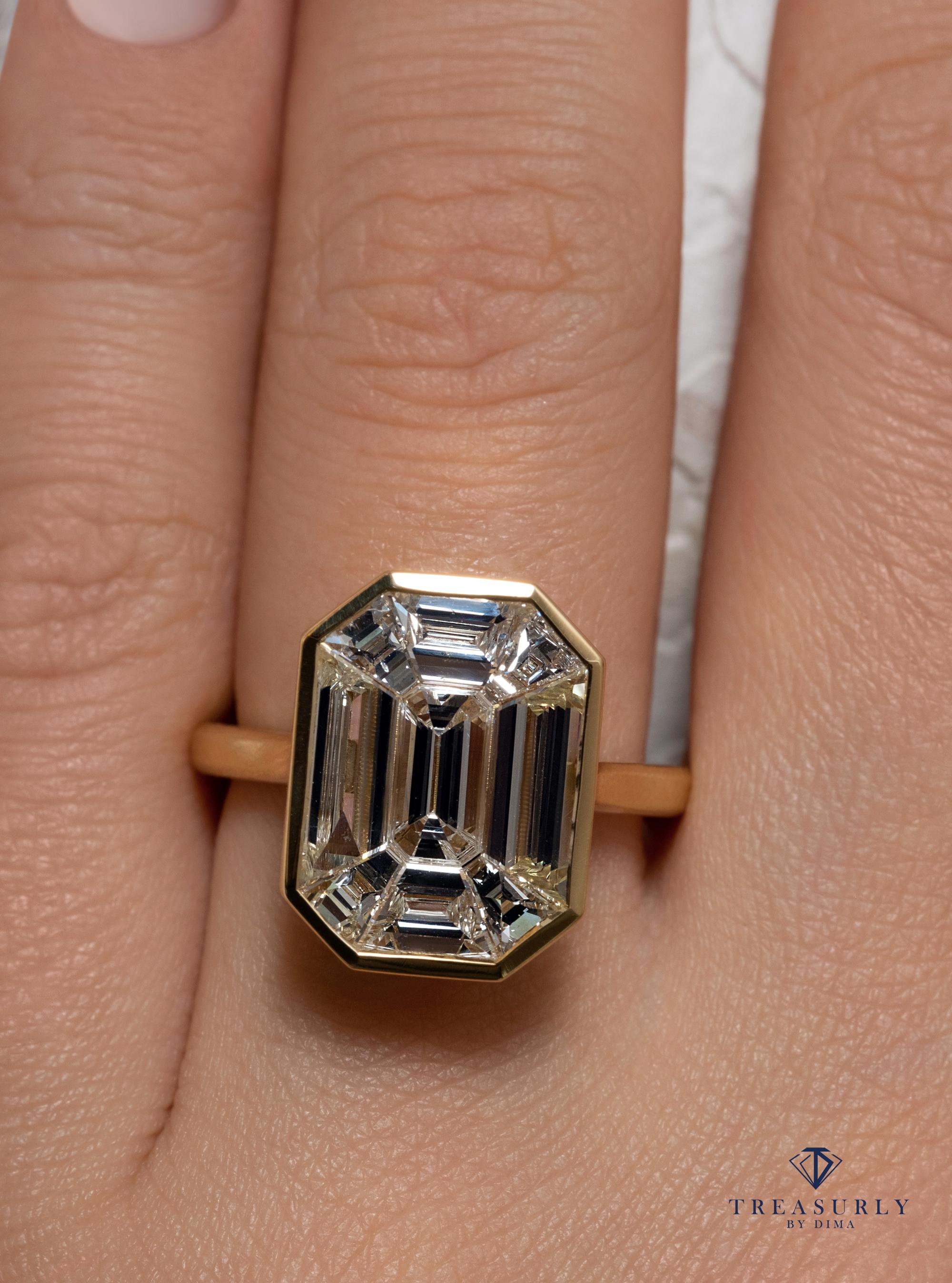Estate Vintage GIA J-VS2 2.83ct EMERALD Pie-Cut Diamond Engagement Wedding Ring 7