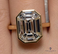 Estate Vintage GIA J-VS2 2.83ct EMERALD Pie-Cut Diamond Engagement Wedding Ring