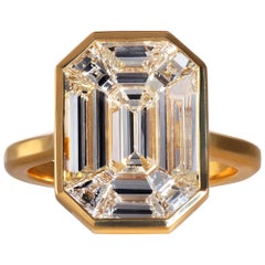 Estate Vintage GIA J-VS2 2.83ct EMERALD Pie-Cut Diamond Engagement Wedding Ring