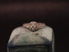 Estate Vintage Platinum Engraved Diamond Cluster Ring - VHK#451C