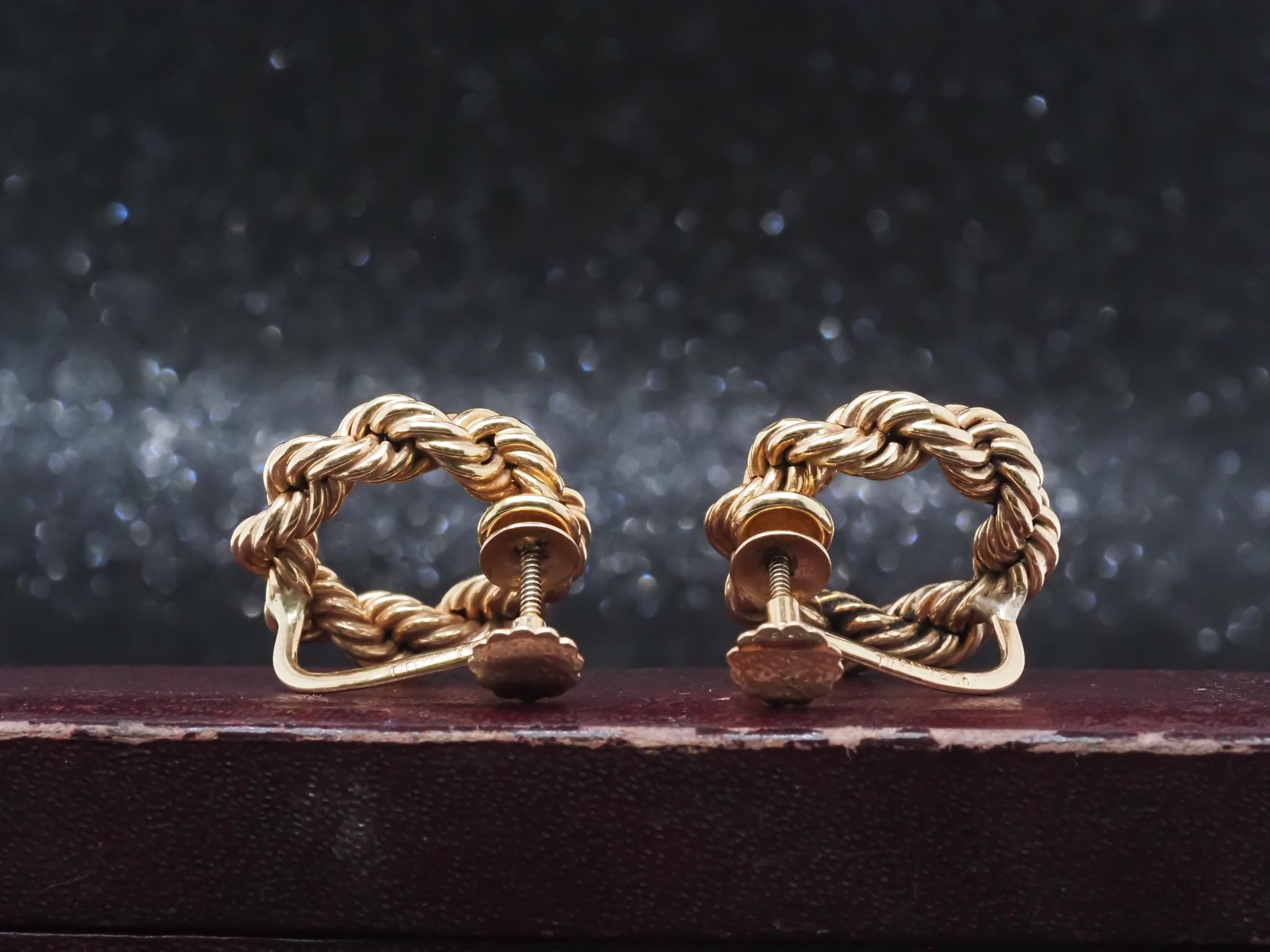 Nachlass Vintage Tiffany & Co. 14K Gelbgold Seil-Ohrringe - VHK#9a im Angebot 7