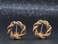 Estate Vintage Tiffany & Co. 14K Yellow Gold Rope Earrings - VHK#9a