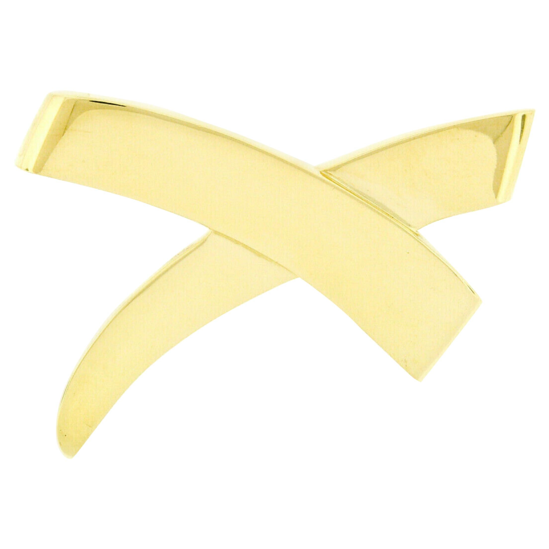 Estate Vintage Tiffany & Co. Paloma Picasso 18k Yellow Gold Large "X" Pin Brooch For Sale