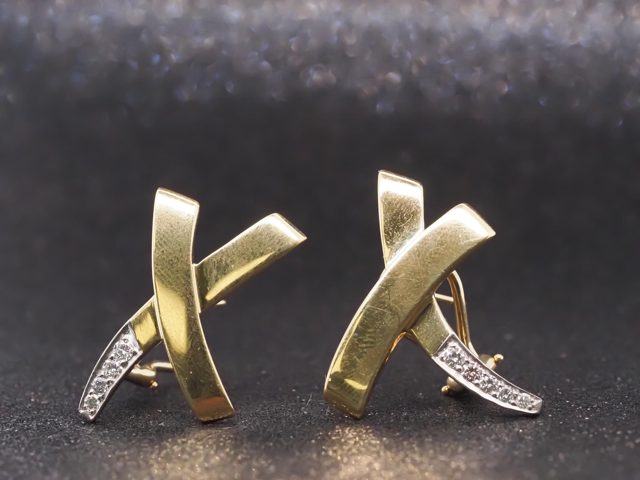 Estate Vintage Tiffany & Co. Paloma Picasso X Diamond Earrings - VHK#885b