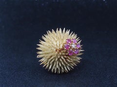 Estate Vintage Tiffany & Co. Sea Urchin Brooch with Ruby and Diamond - VHK#821