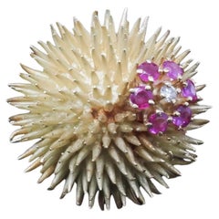Estate Vintage Tiffany & Co. Sea Urchin Brooch with Ruby and Diamond - VHK#821