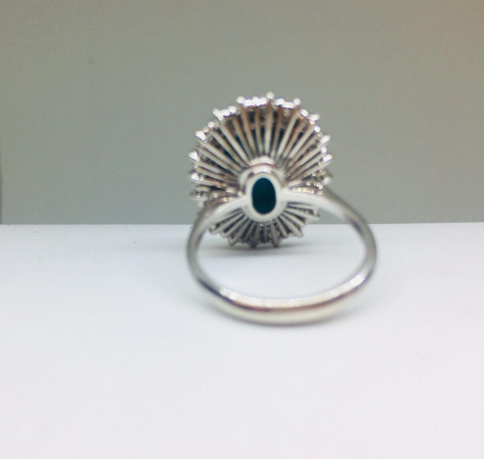 Estate VS Diamond Halo Turquoise Cocktail Ring im Angebot 2