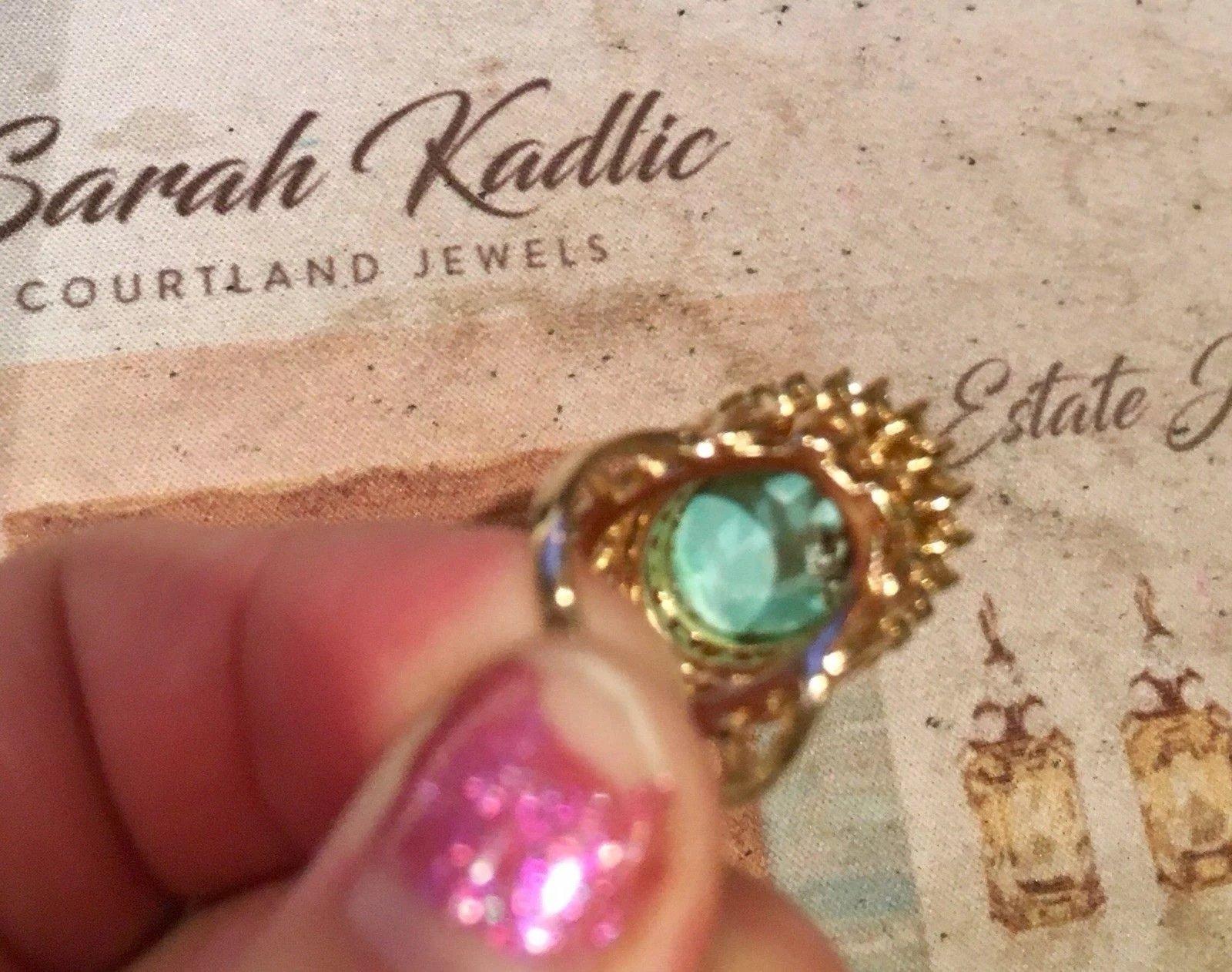 Estate VS Diamond Turquoise Cabochon Statement Cocktail Ring For Sale 2