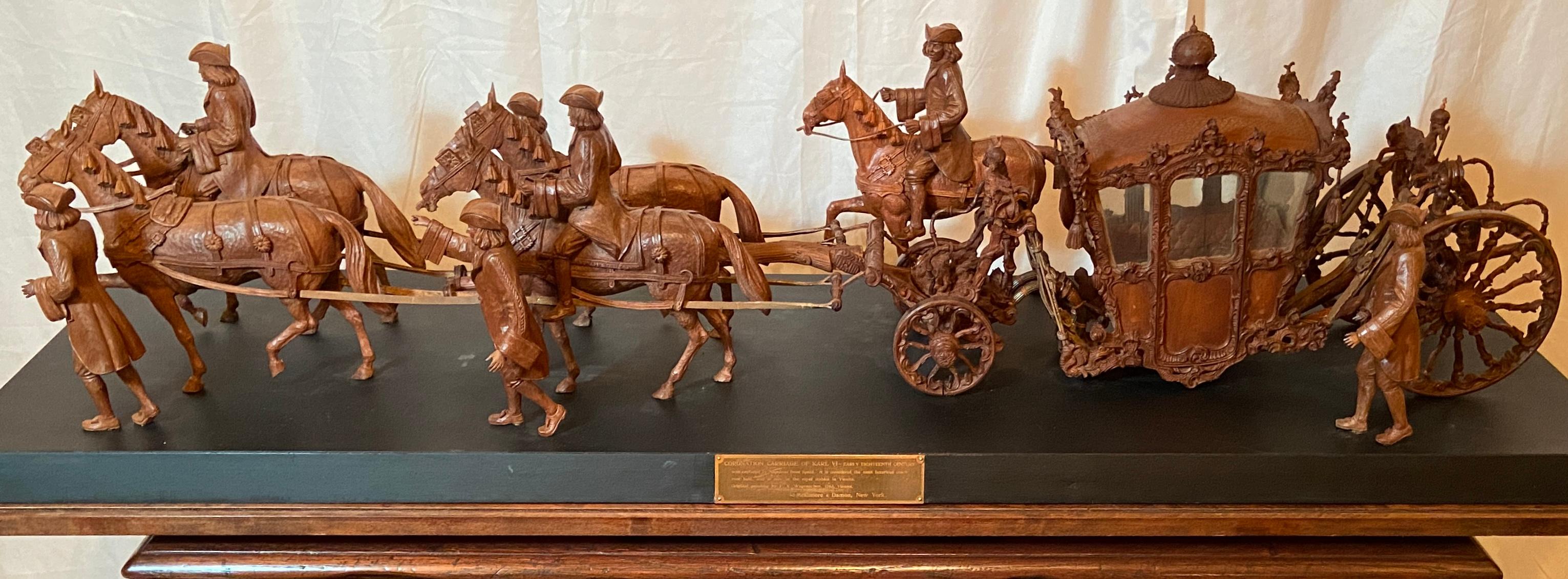 American Estate Walnut Museum Maquette / Model of 18th Century Vienna Carriage, C. 1950's For Sale