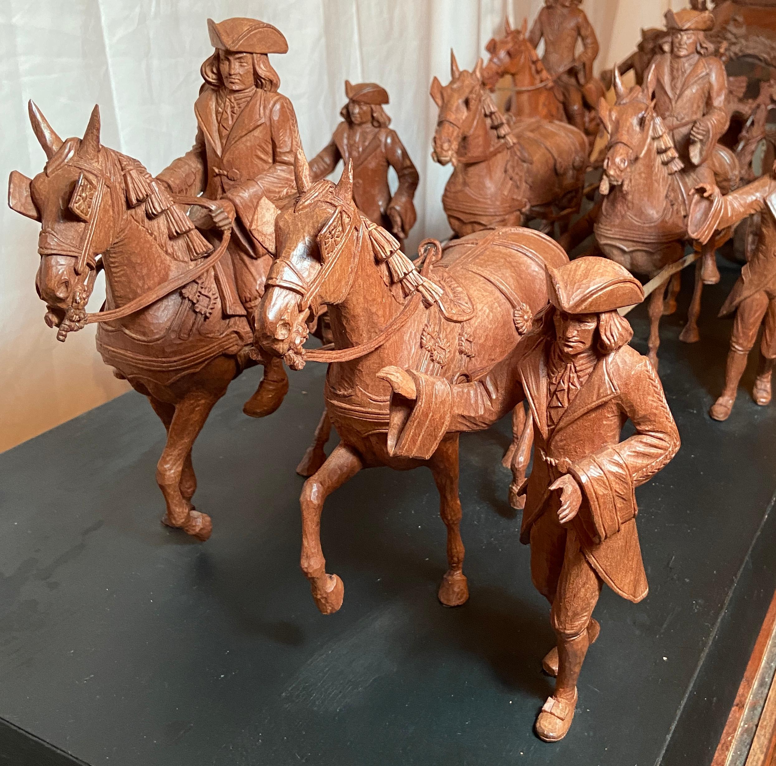 Carved Estate Walnut Museum Maquette / Model of 18th Century Vienna Carriage, C. 1950's For Sale