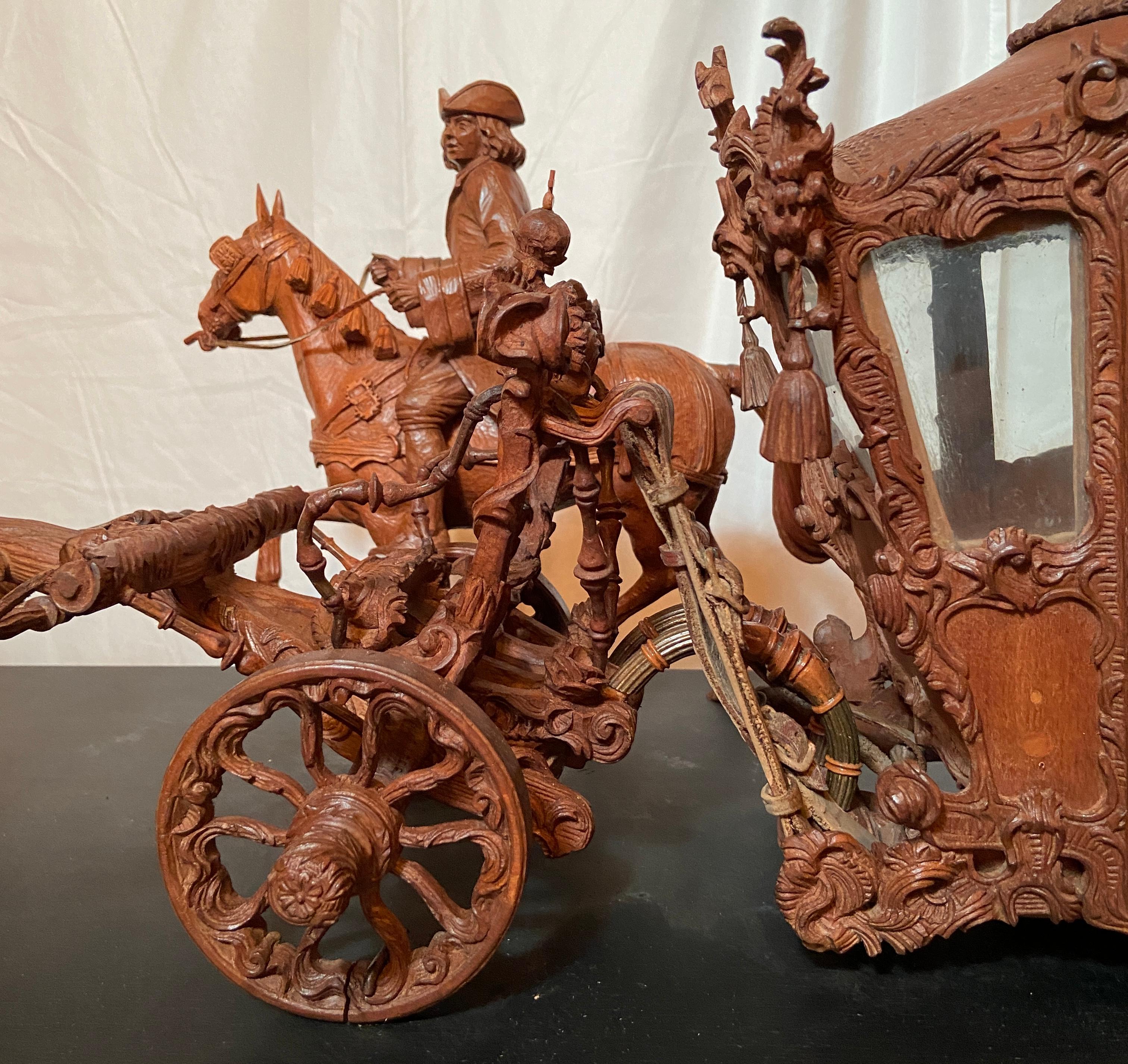 20th Century Estate Walnut Museum Maquette / Model of 18th Century Vienna Carriage, C. 1950's For Sale