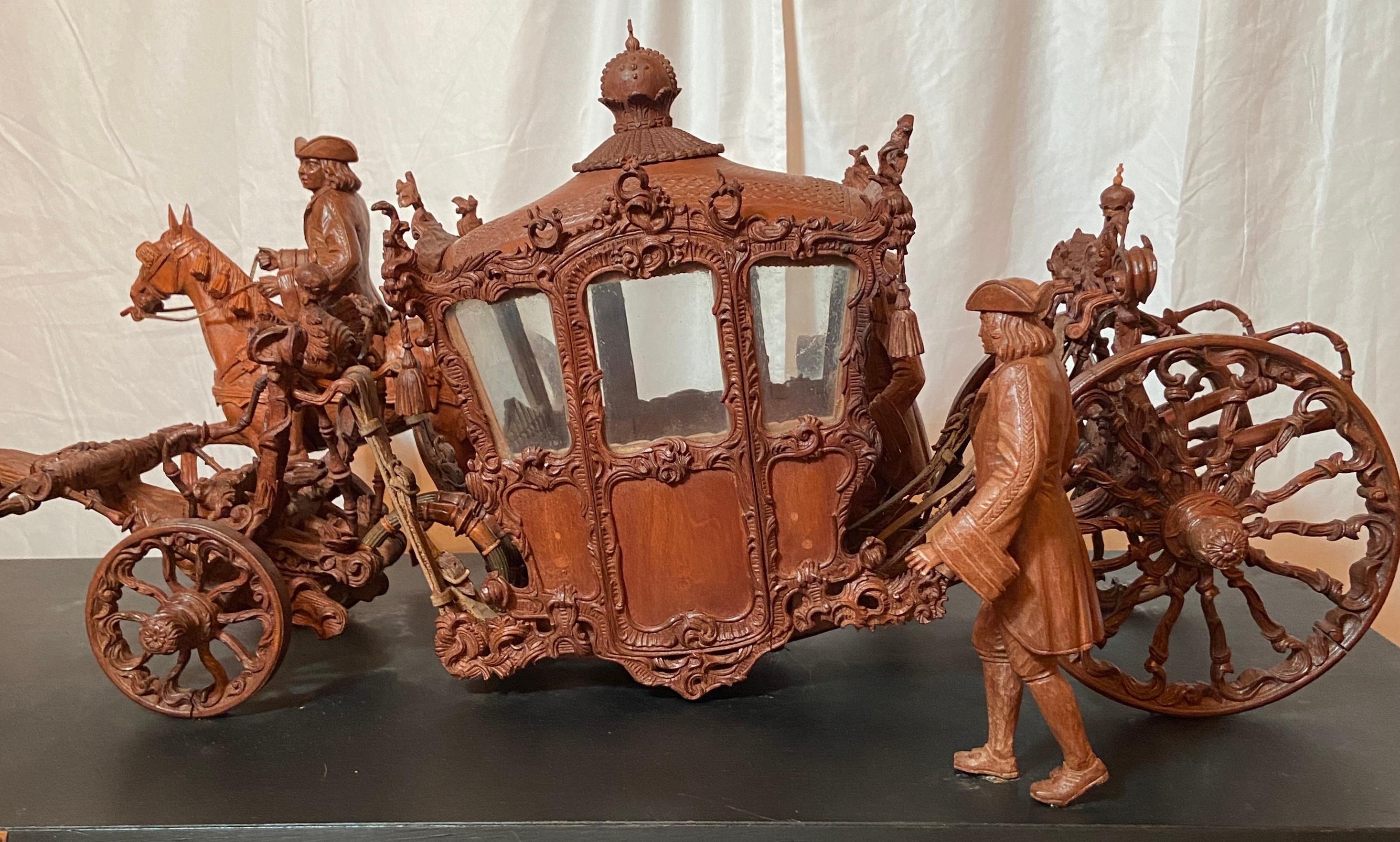 Estate Walnut Museum Maquette / Model of 18th Century Vienna Carriage, C. 1950's For Sale 2