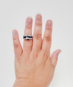 White and Black Diamond Fashion Ring in 14k White Gold
