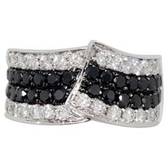White and Black Diamond Fashion Ring in 14k White Gold