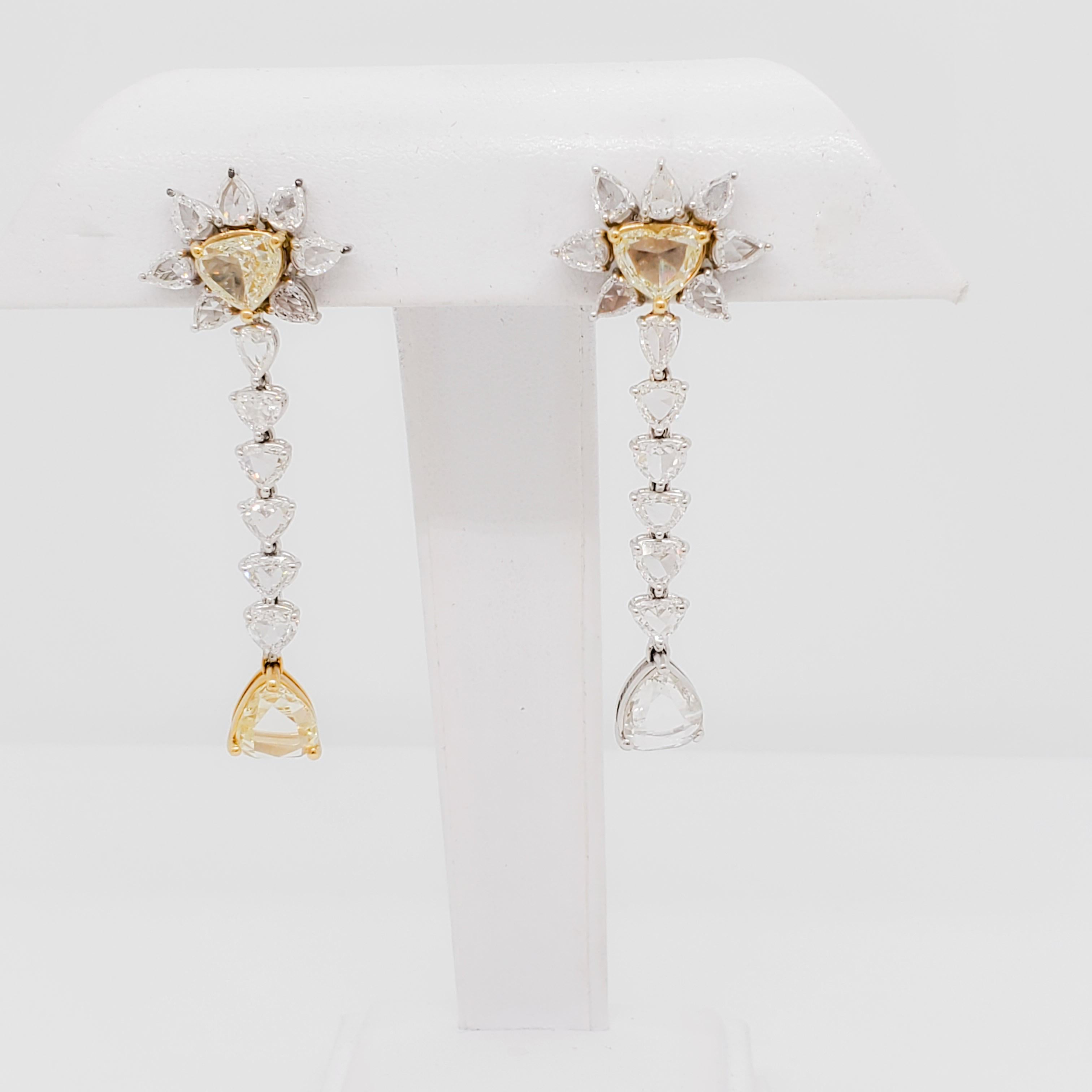 Women's or Men's Estate White and Yellow Diamond Rose Cut Earrings and Necklace Set