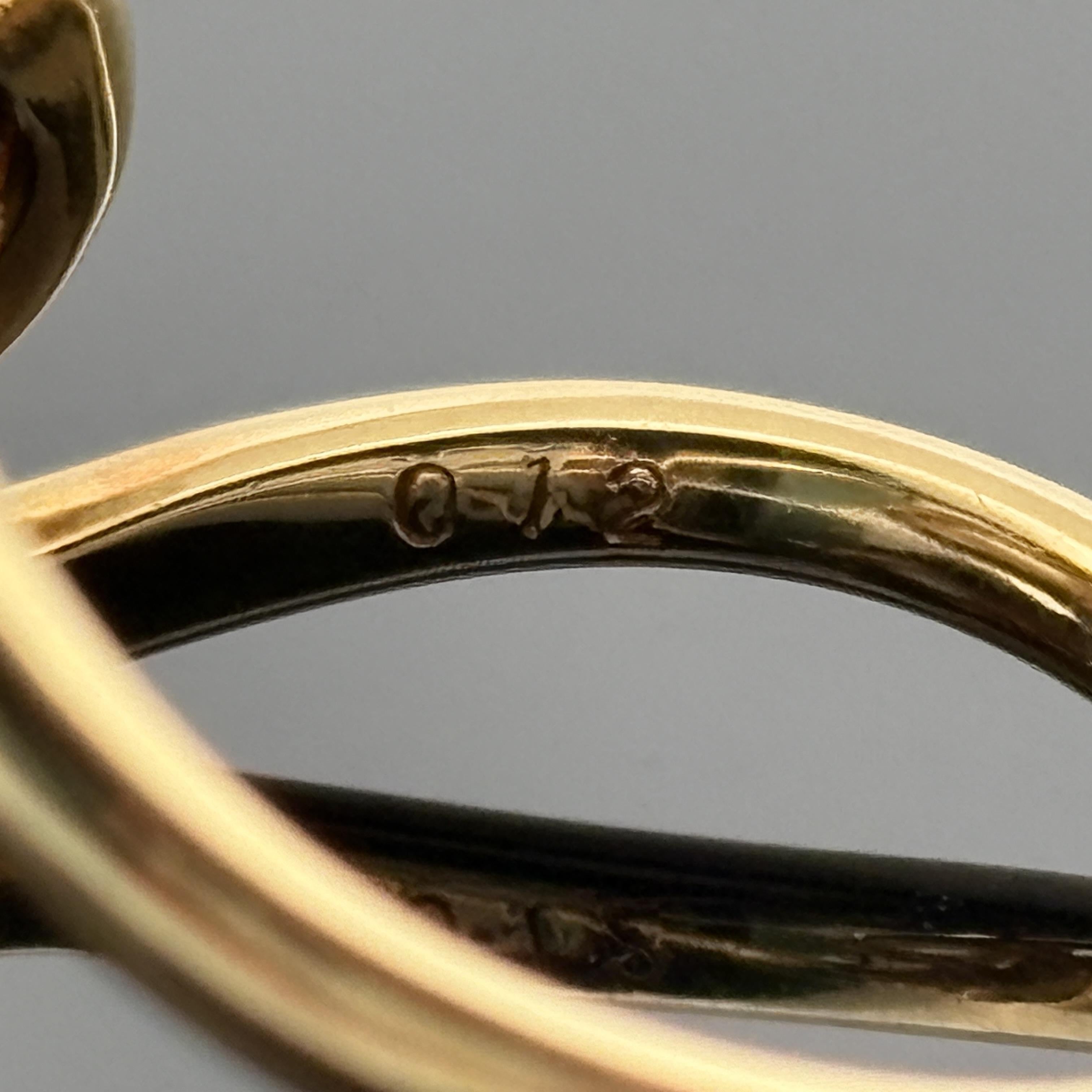 Estate Weiß & Schwarz 10,5 mm Perle Diamant Moi et Toi Ring 18k Gelbgold Damen im Angebot