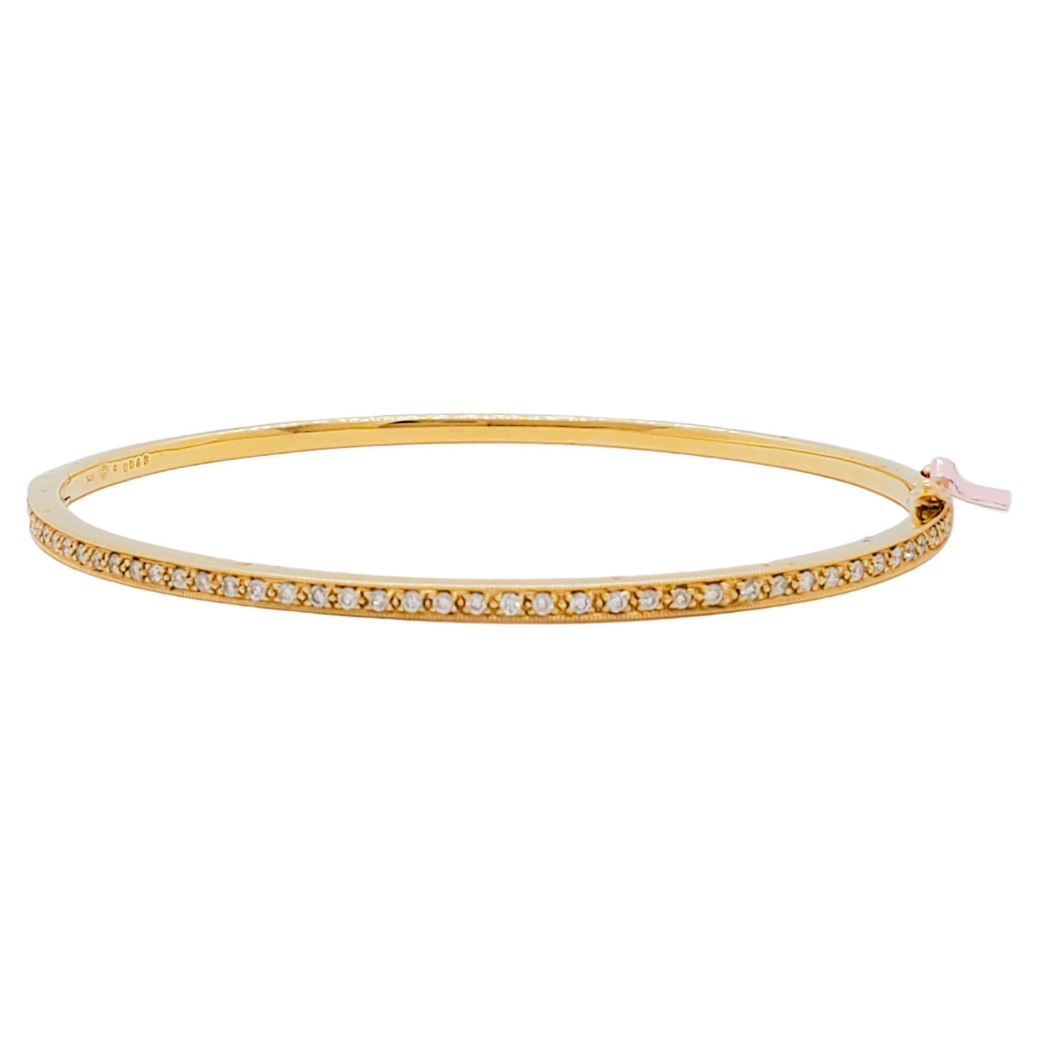 Estate Yellow and White Radiant Cut Diamond Bangle Bracelet For Sale at