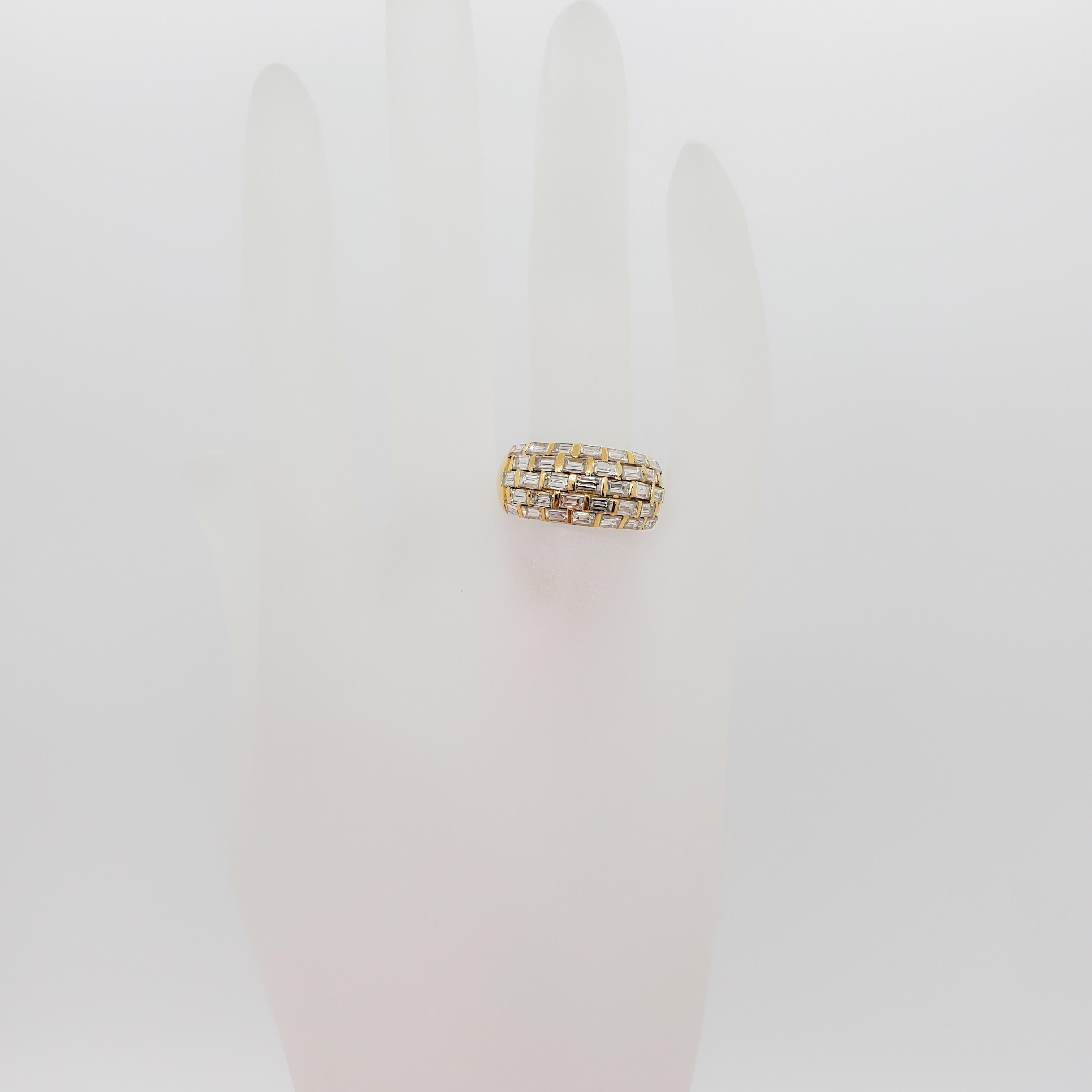 Baguette Cut Estate White Diamond Baguette Band Ring in 18k Yellow Gold