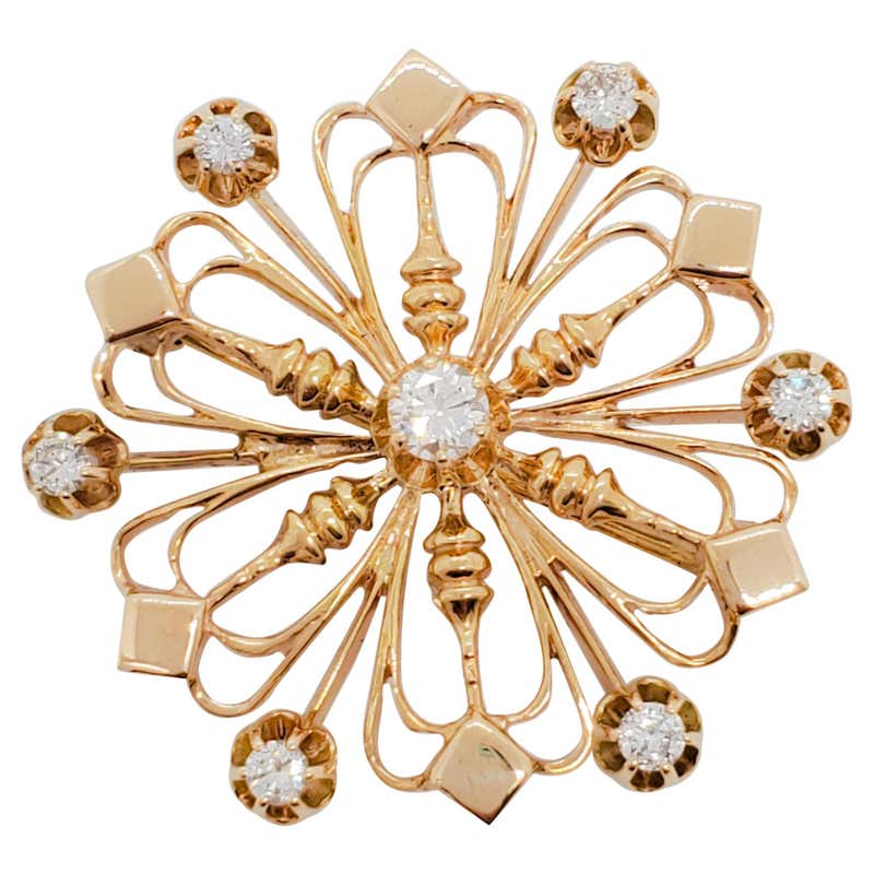 BCRF Pink Ribbon Brooch in 14k Yellow Gold For Sale at 1stDibs