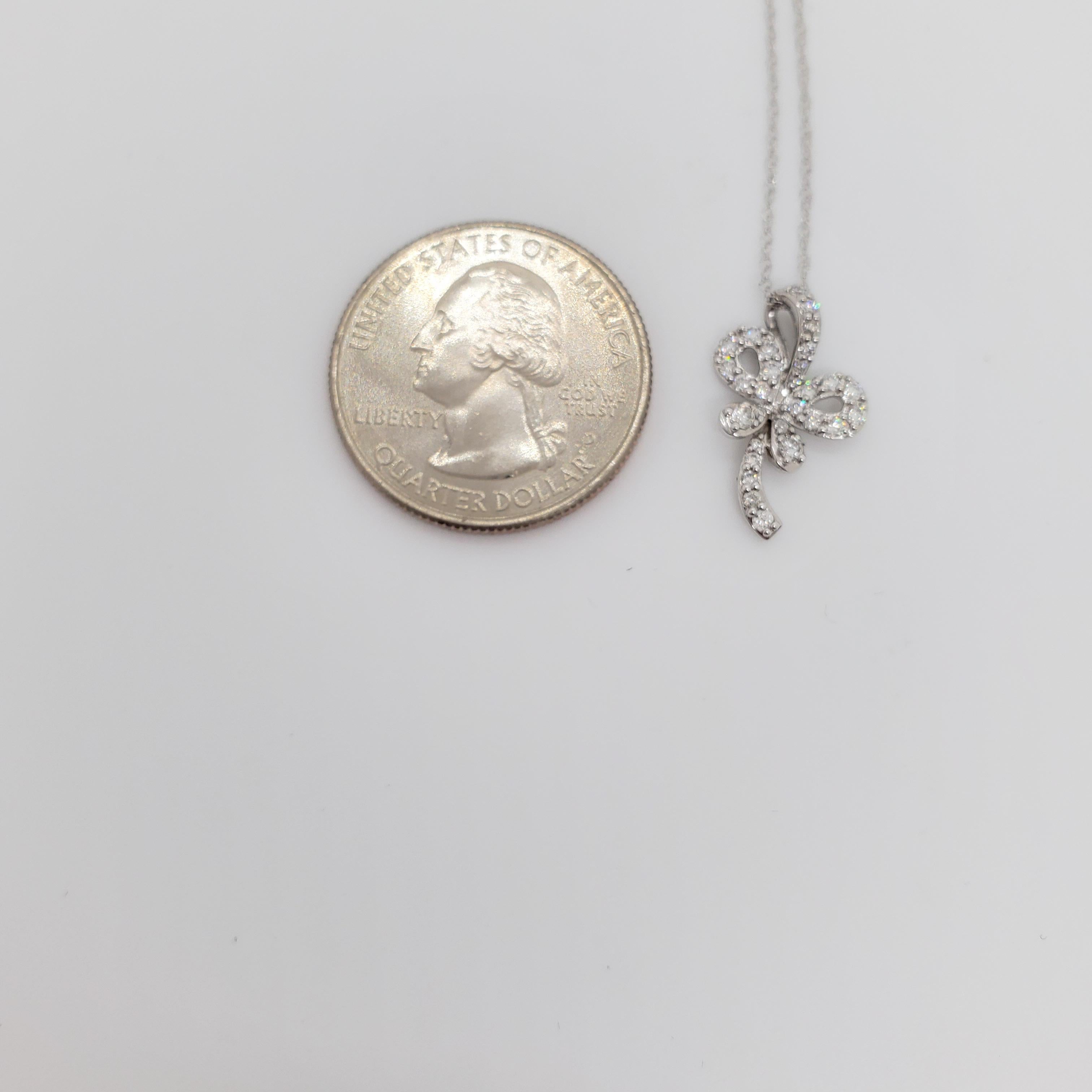 Estate White Diamond Butterfly Pendant Necklace in 18k White Gold 1