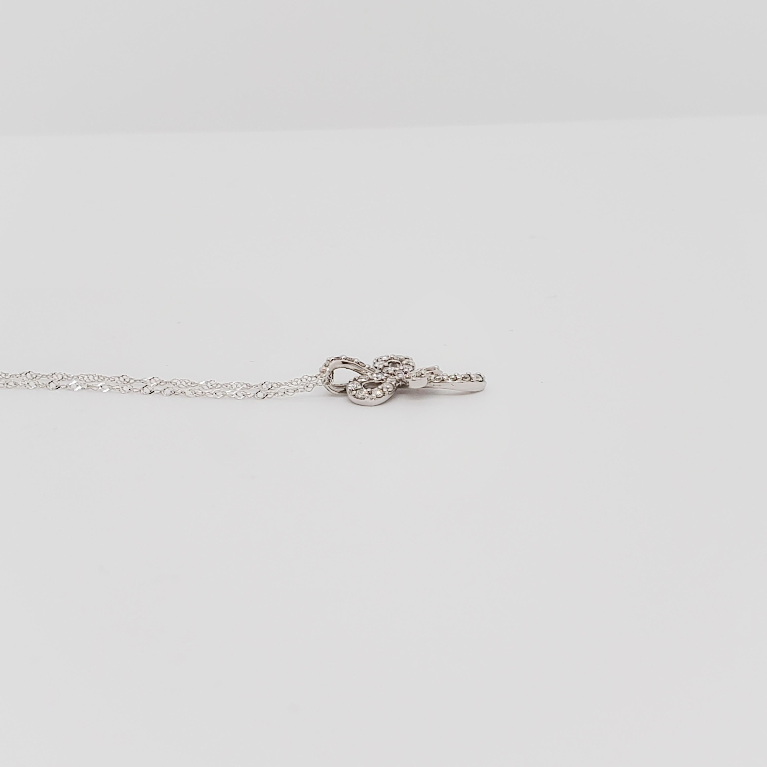 Estate White Diamond Butterfly Pendant Necklace in 18k White Gold 3