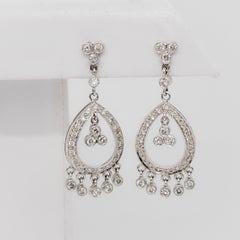 White Diamond Chandelier Earrings in 18k White Gold
