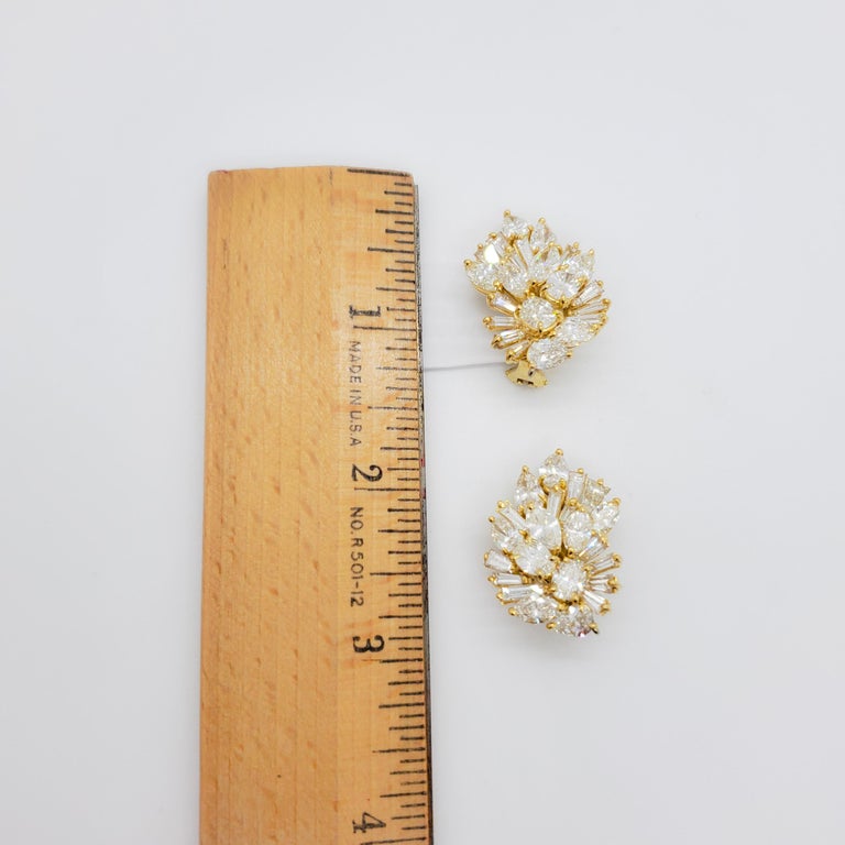 Estate White Diamond Cluster Harry Winston Style Earring Clips in 18k ...