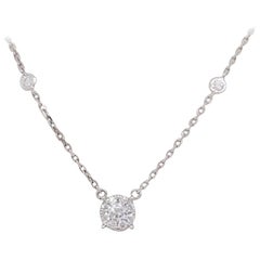 White Diamond Cluster Pendant Necklace in 14k White Gold