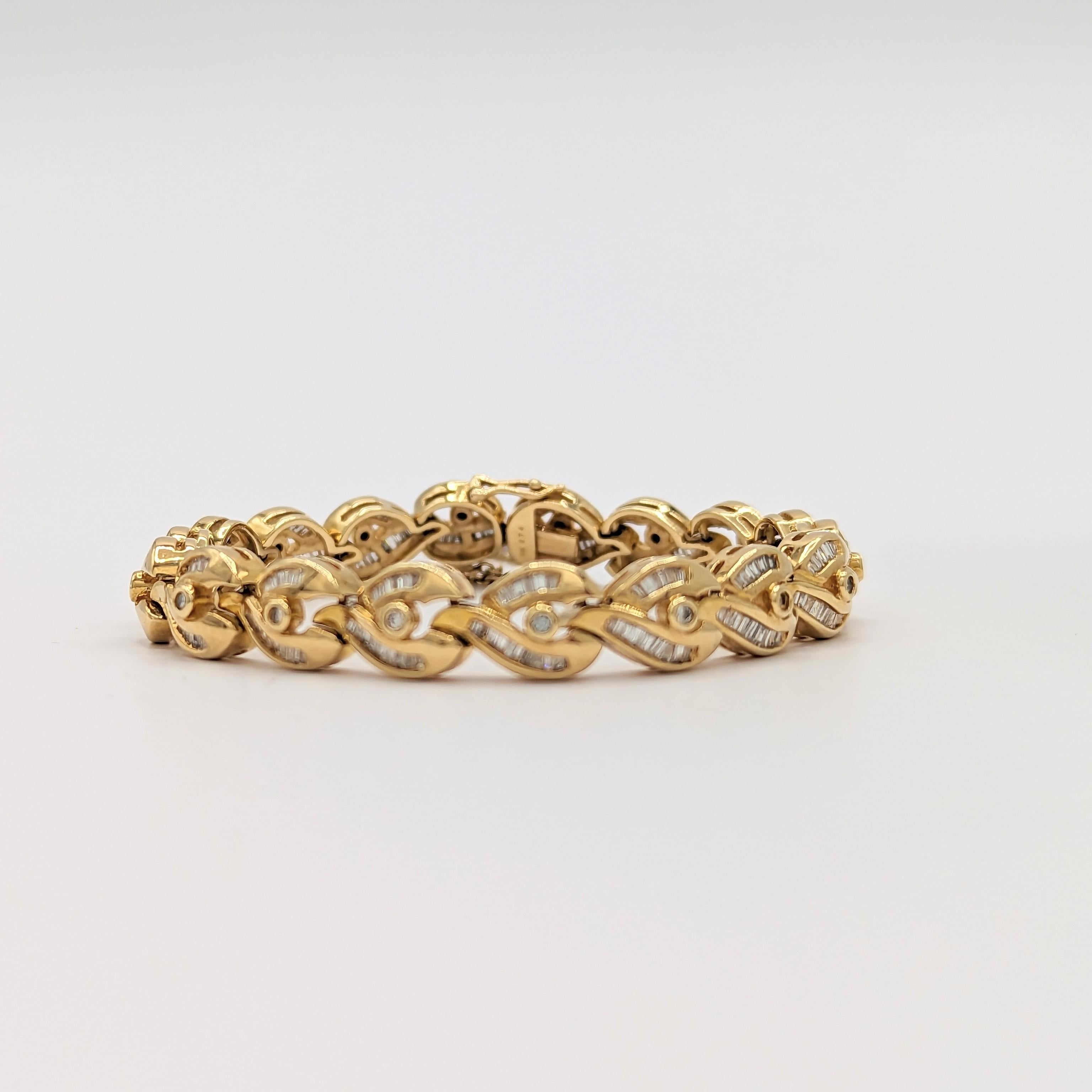 White Diamond Design Bracelet in 18 Karat Yellow Gold 2