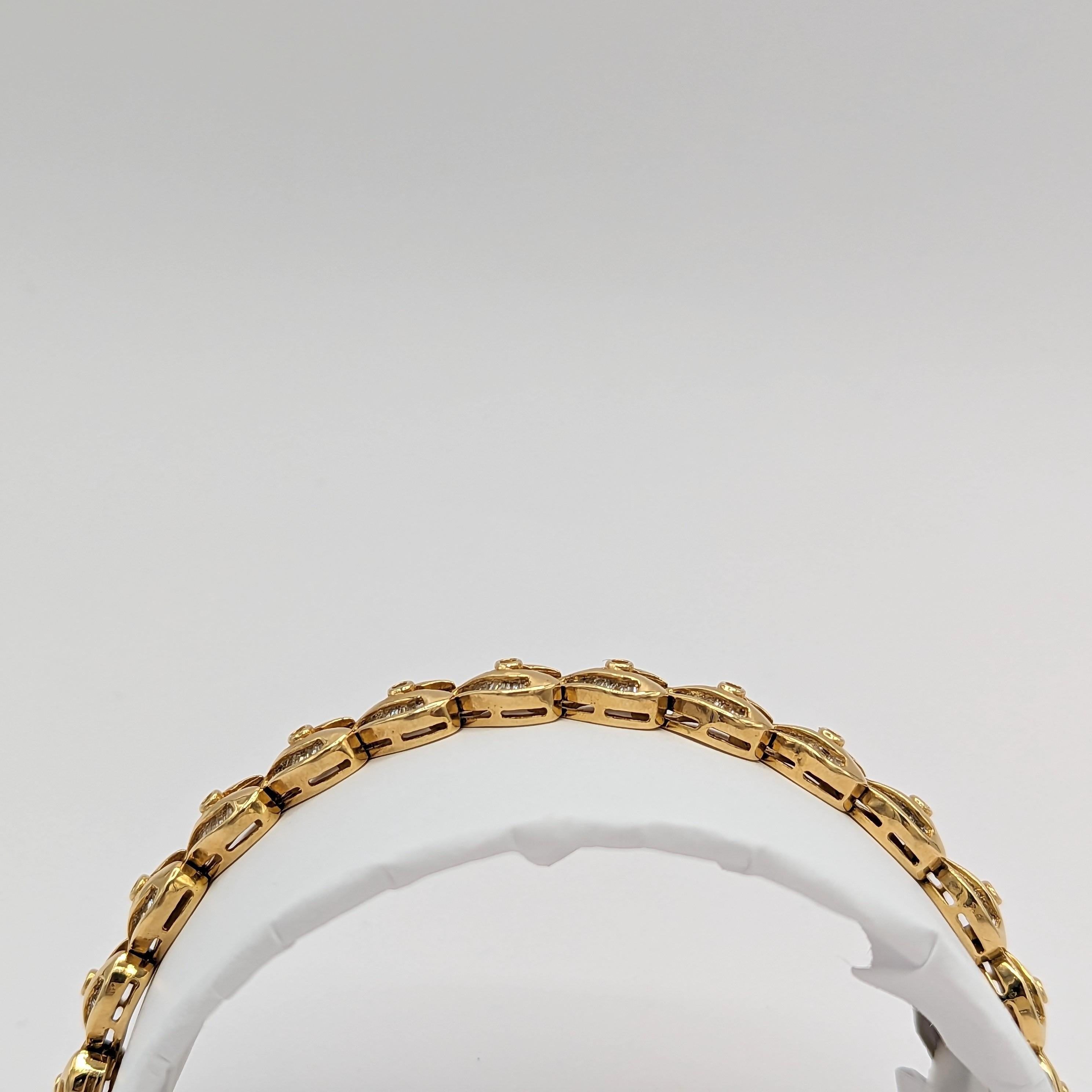 White Diamond Design Bracelet in 18 Karat Yellow Gold 3