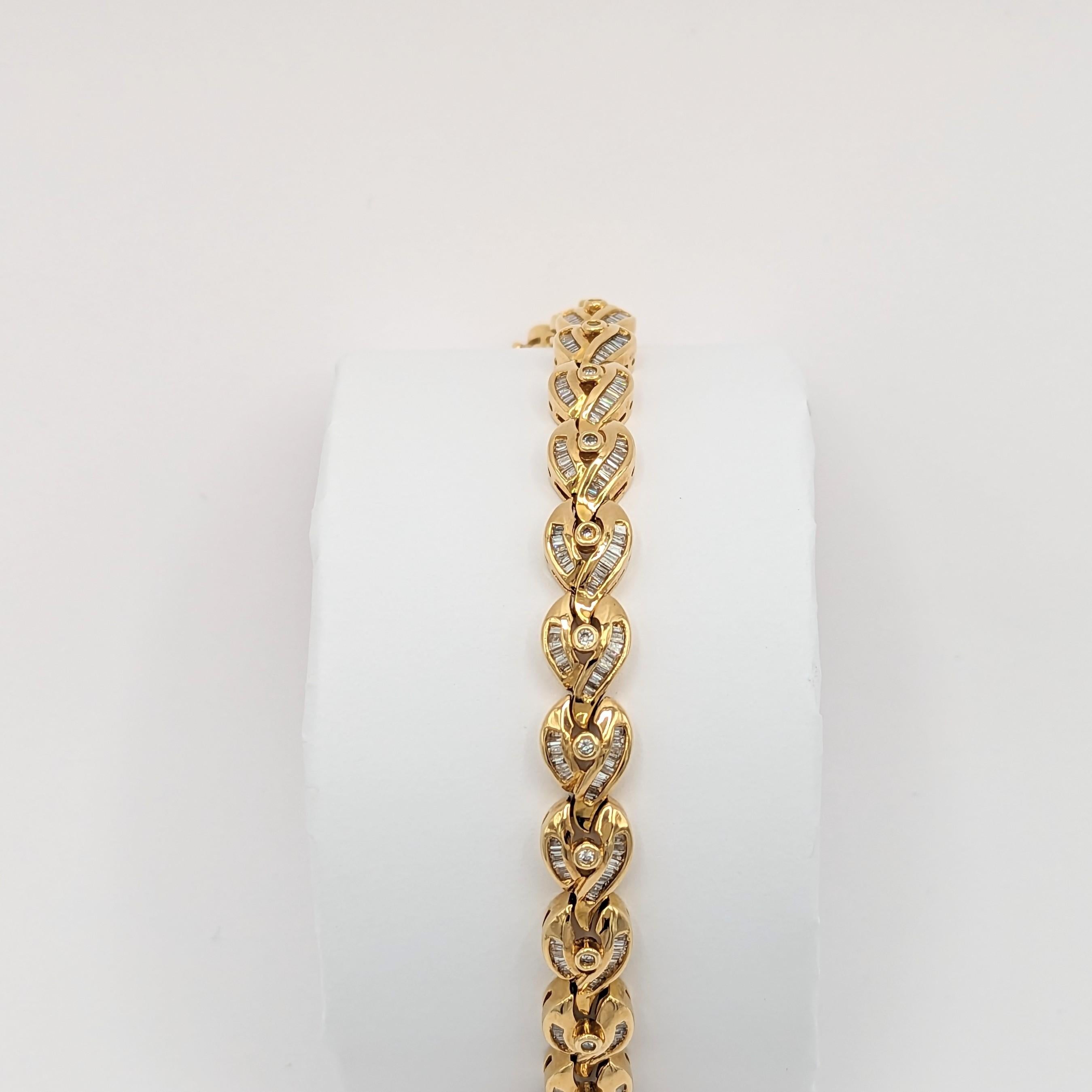 White Diamond Design Bracelet in 18 Karat Yellow Gold 4