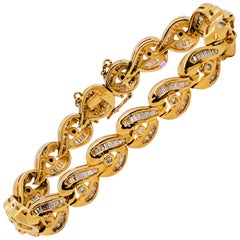 White Diamond Design Bracelet in 18 Karat Yellow Gold