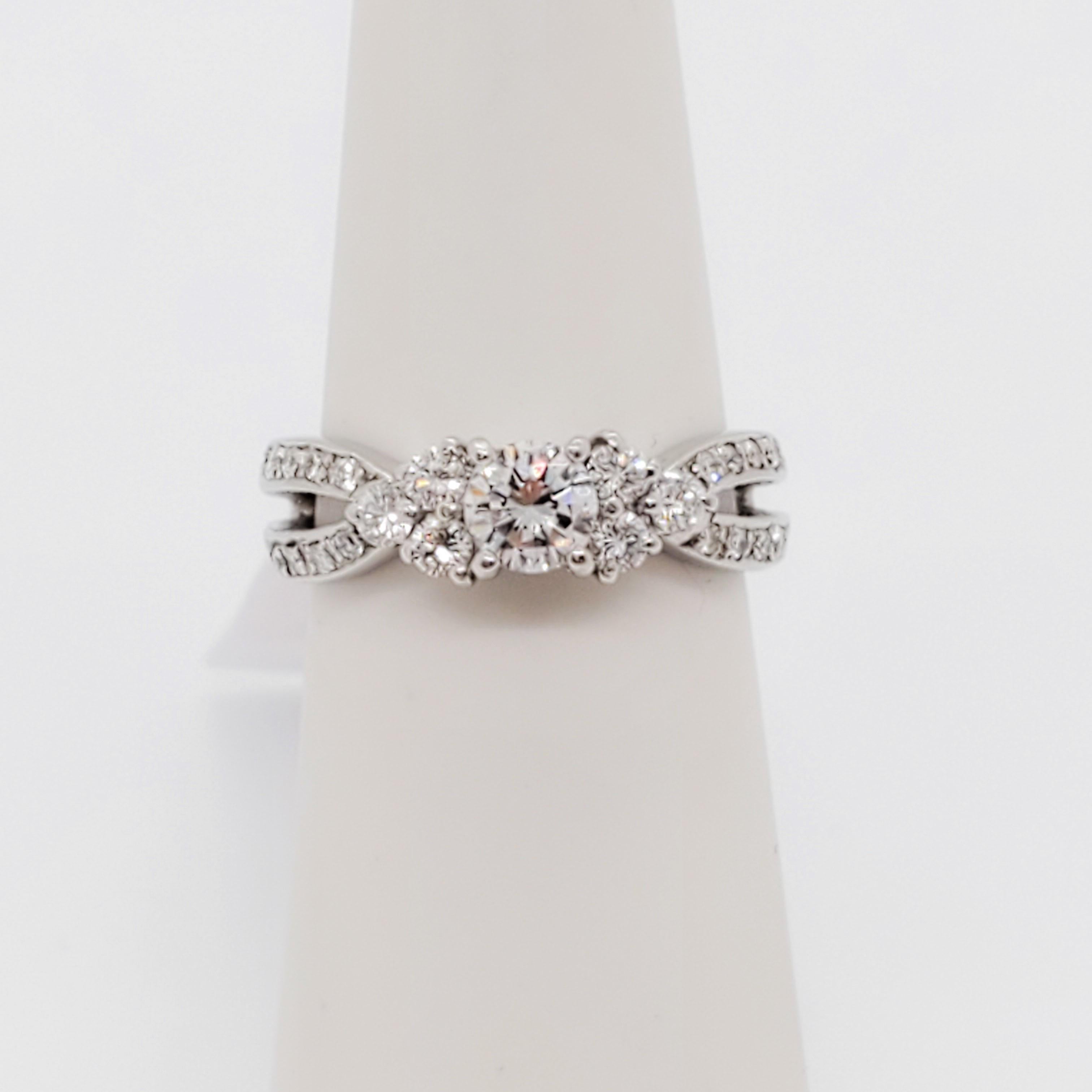 Women's or Men's  White Diamond Engagement Ring in Platinum For Sale