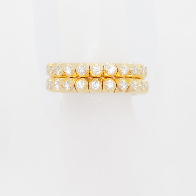 Estate White Diamond Eternity Coil Ring in 18k Yellow Gold For Sale at ...