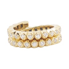 Estate White Diamond Eternity Coil Ring in 18k Yellow Gold