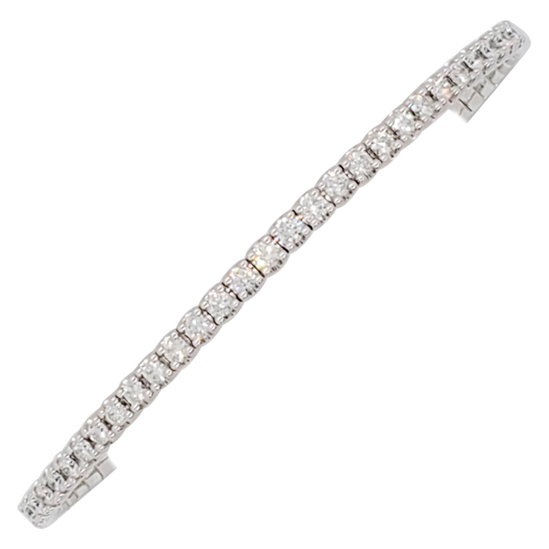 Estate White Diamond Flexible Bracelet in 14k White Gold
