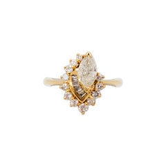 Estate White Diamond Mixed Shape Ring in 18k Yellow Gold